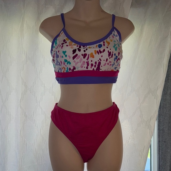 Purple and Pink Artistic One Piece Swimsuit - Picture 3 of 9